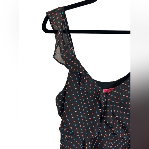 Betsey Johnson Women’s Textured Swiss Dot Multi Colored Faux Wrap Dress Sz 8” - Picture 14 of 15